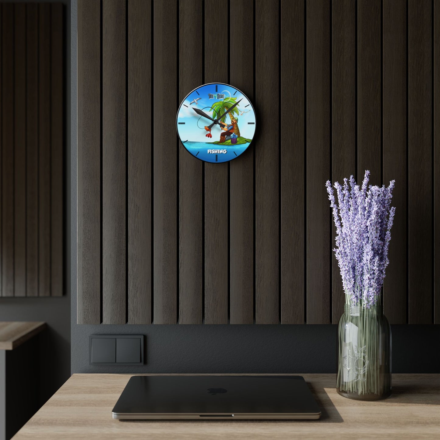 Time for More Fishing Acrylic Wall Clock