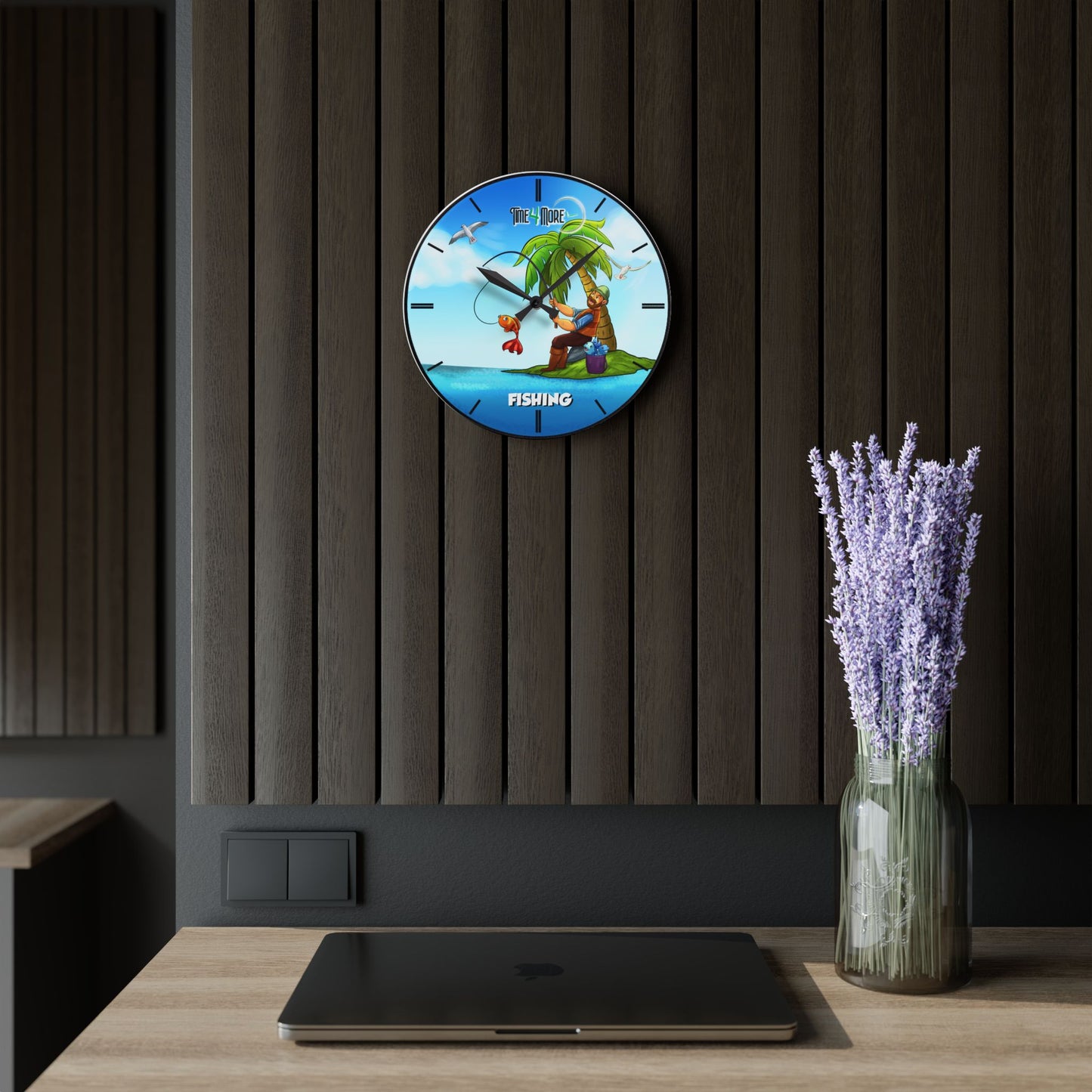 Time for More Fishing Acrylic Wall Clock