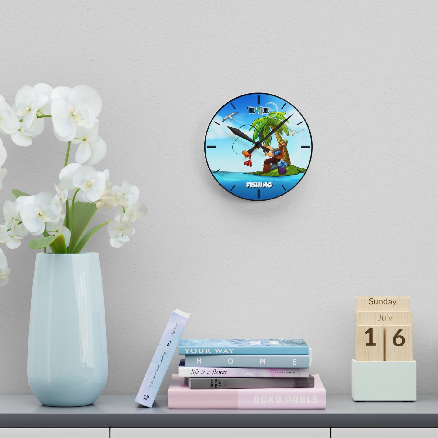 Time for More Fishing Acrylic Wall Clock