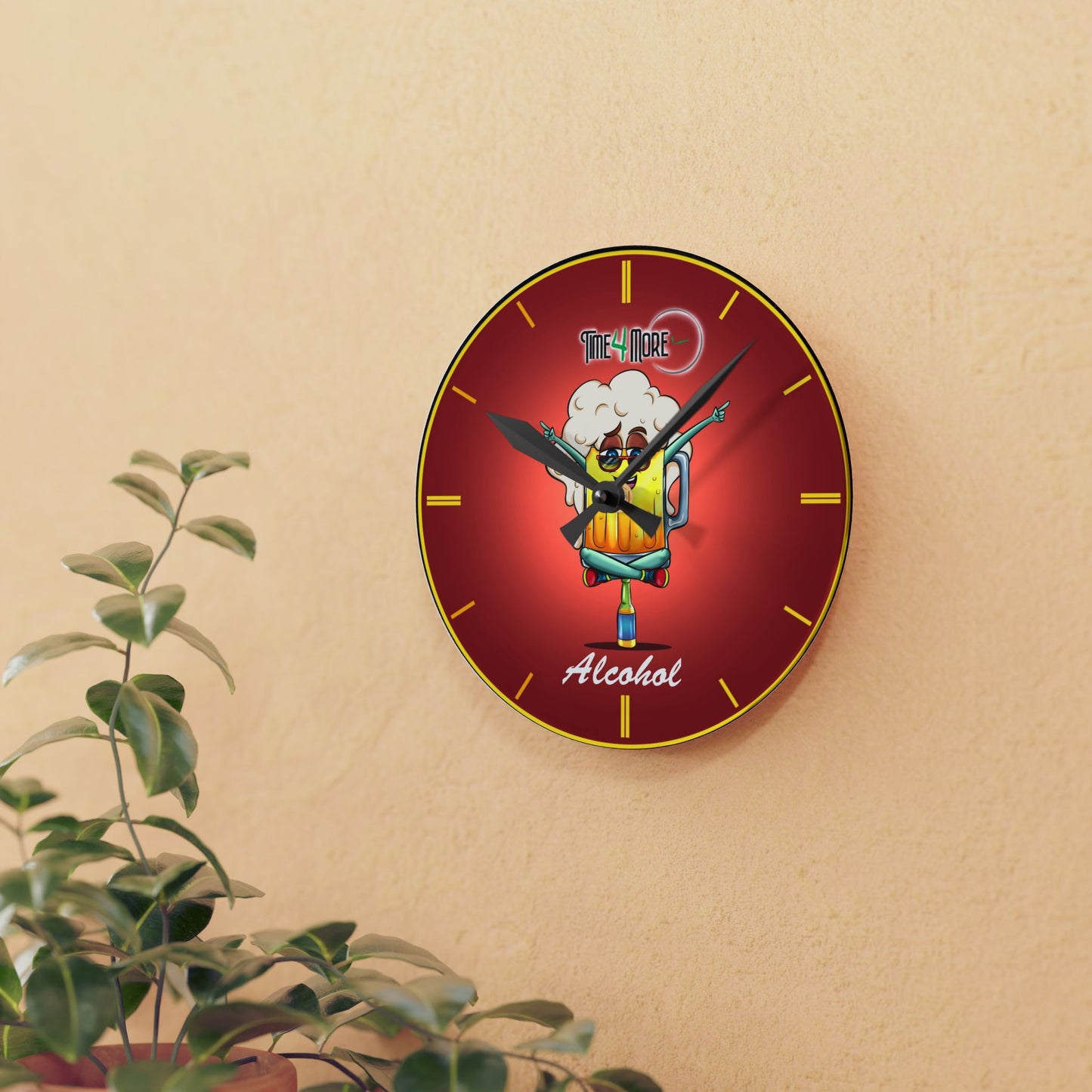 Time for More Alcohol Acrylic Wall Clock