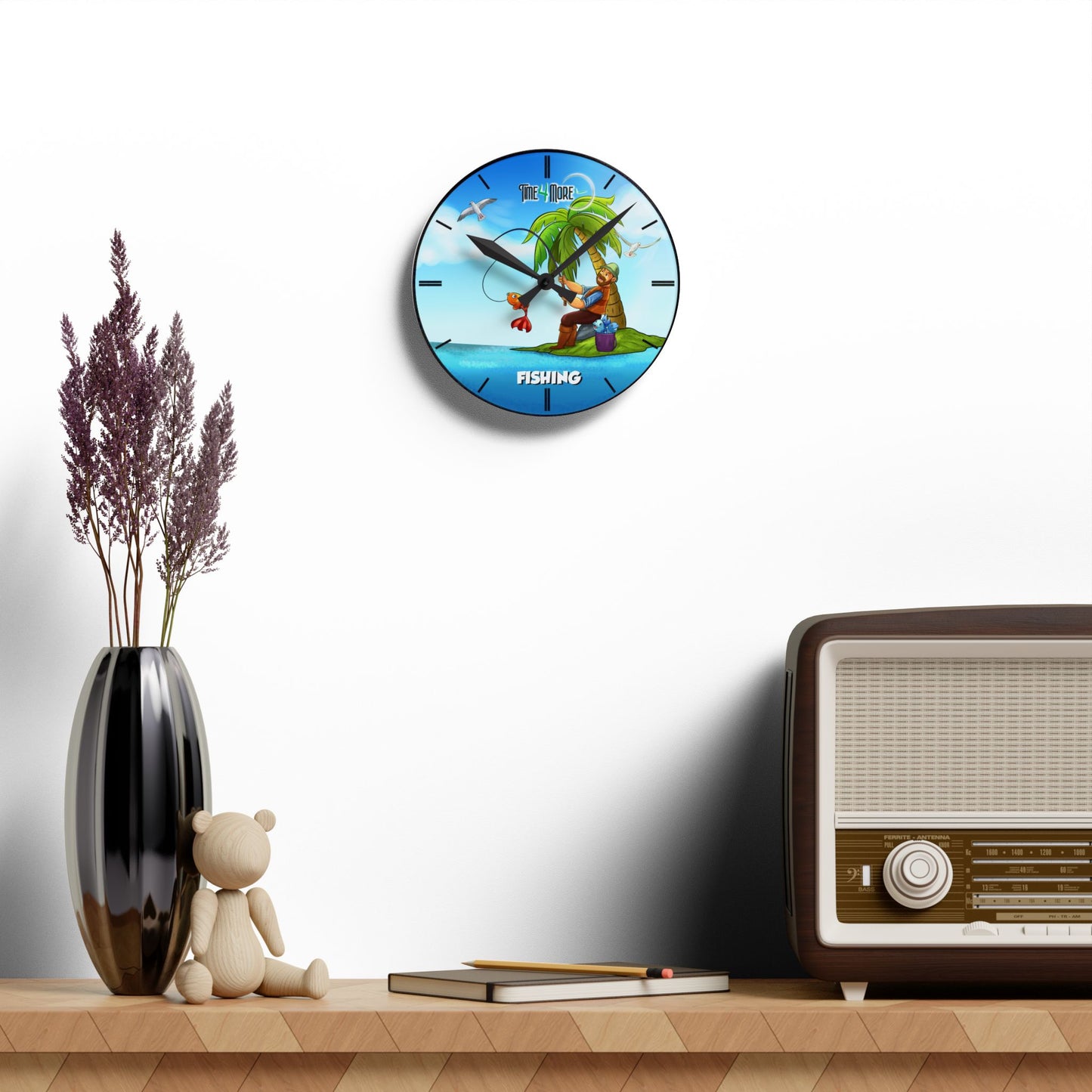 Time for More Fishing Acrylic Wall Clock