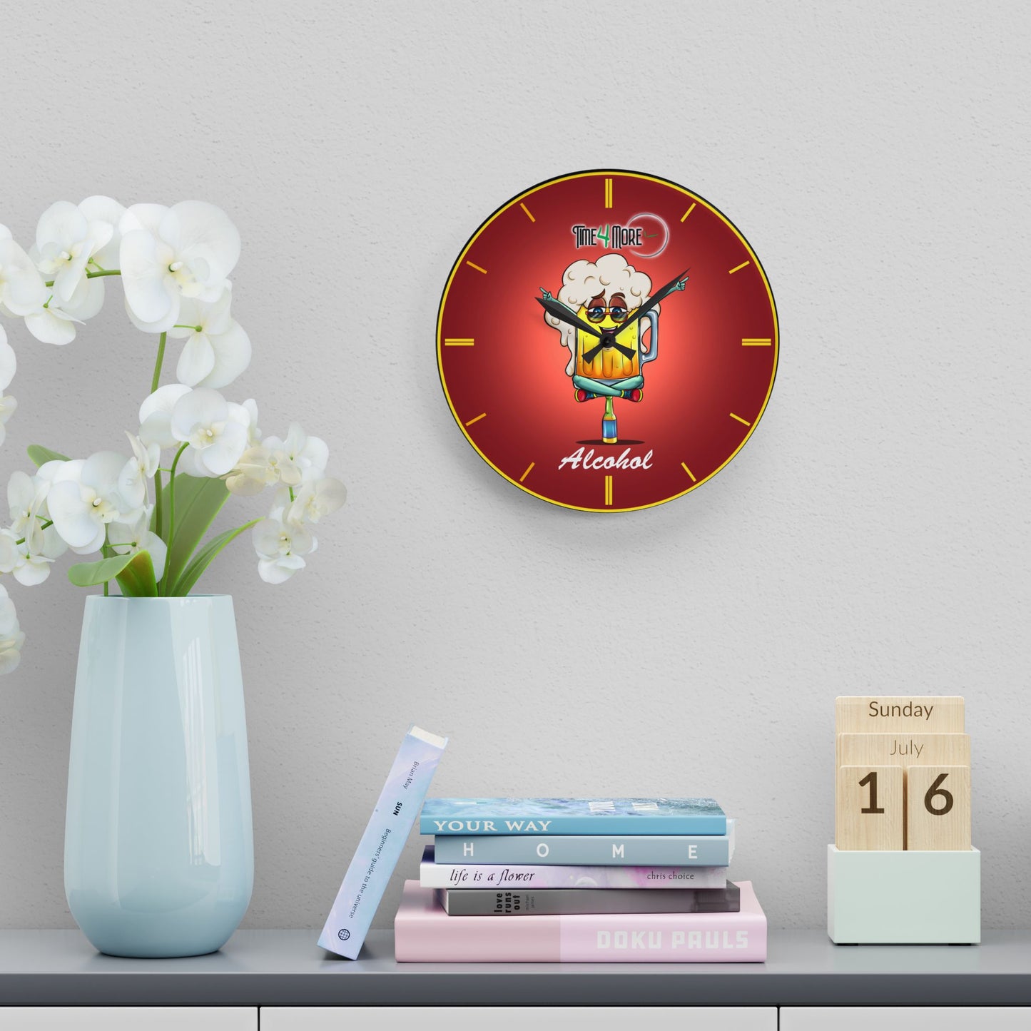 Time for More Alcohol Acrylic Wall Clock