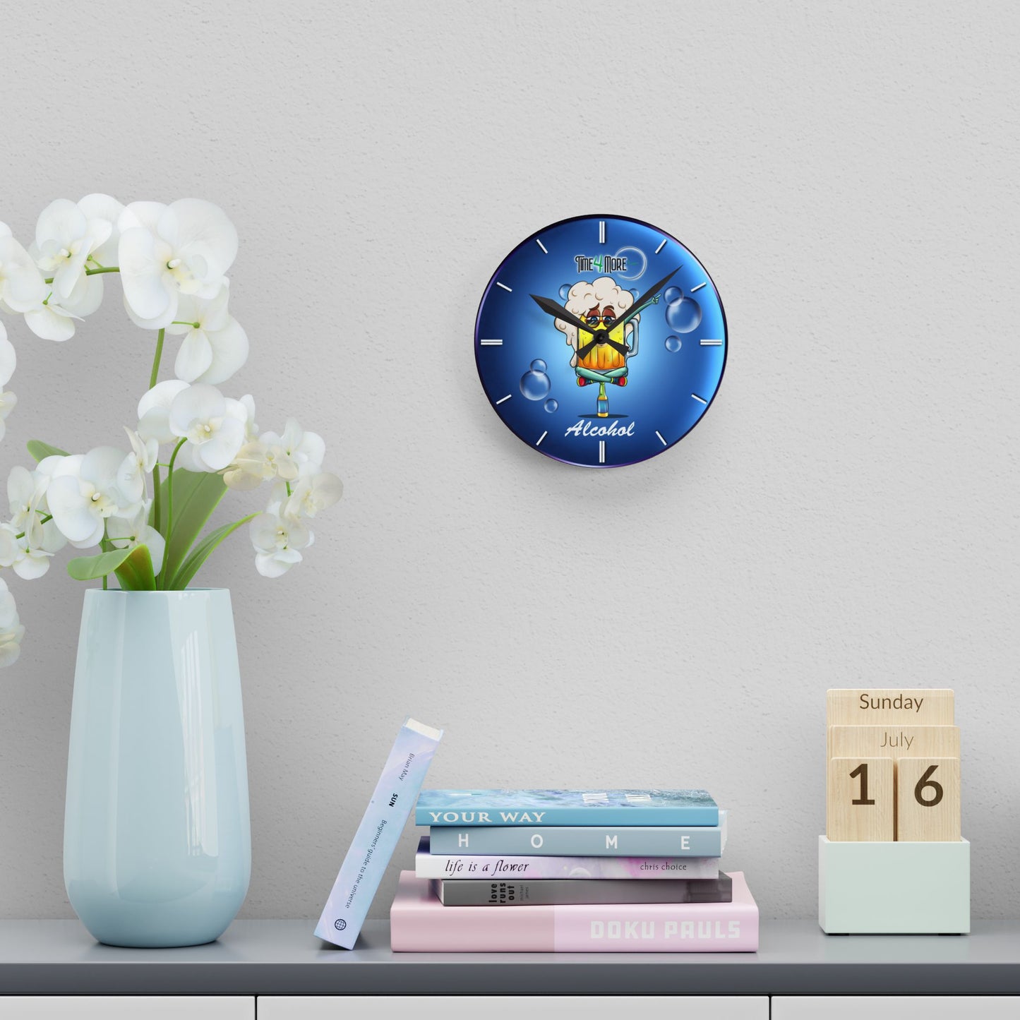 Time for More Alcohol Acrylic Wall Clock