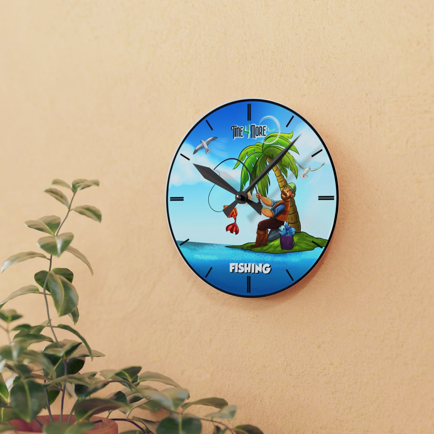 Time for More Fishing Acrylic Wall Clock