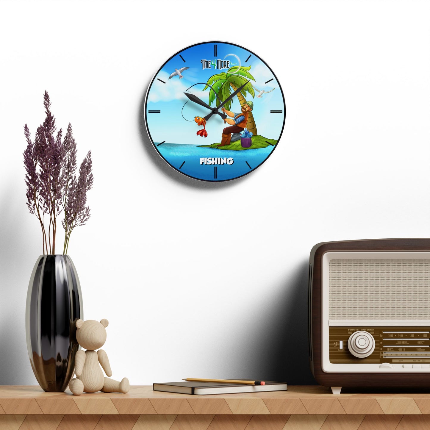 Time for More Fishing Acrylic Wall Clock