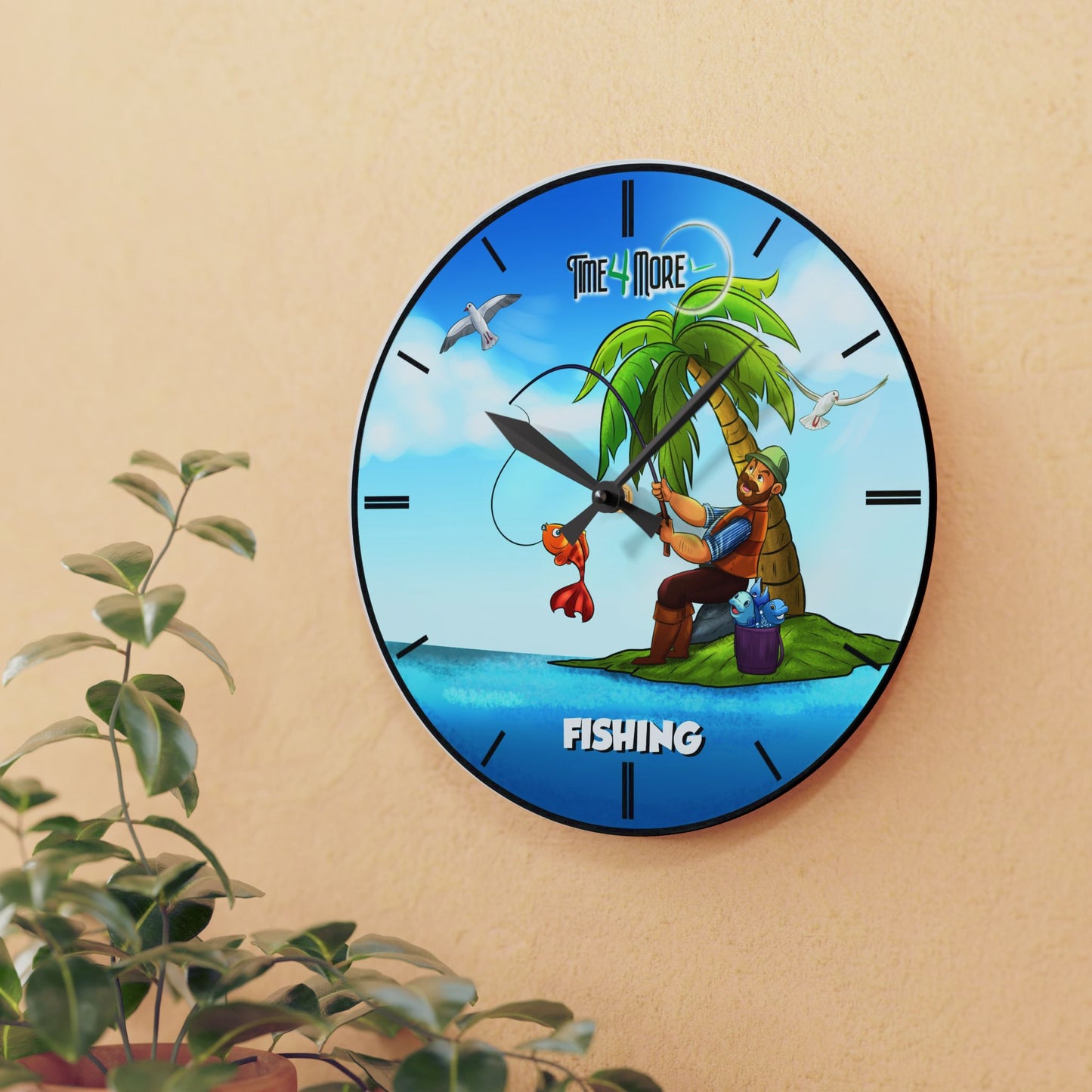 Time for More Fishing Acrylic Wall Clock