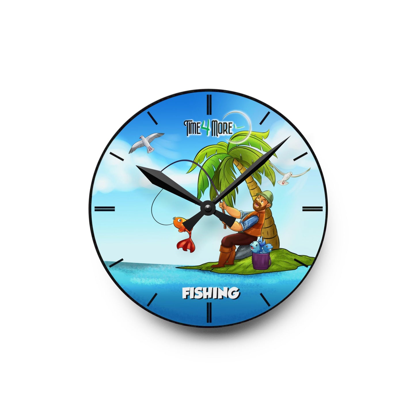 Time for More Fishing Acrylic Wall Clock
