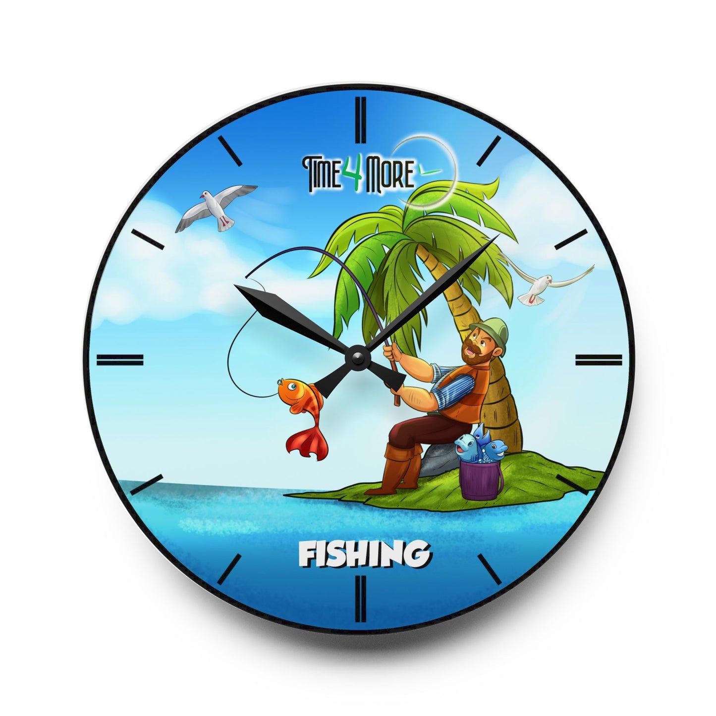 Time for More Fishing Acrylic Wall Clock