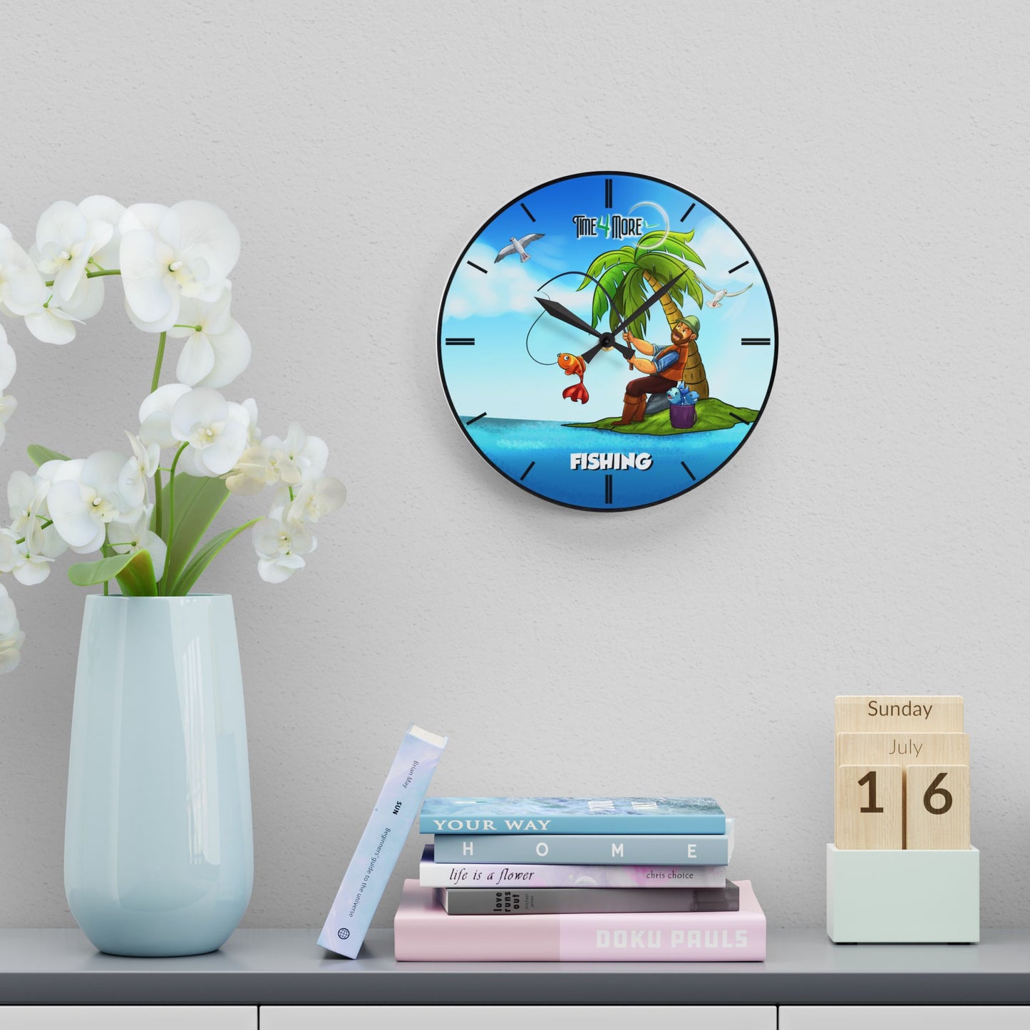 Time for More Fishing Acrylic Wall Clock